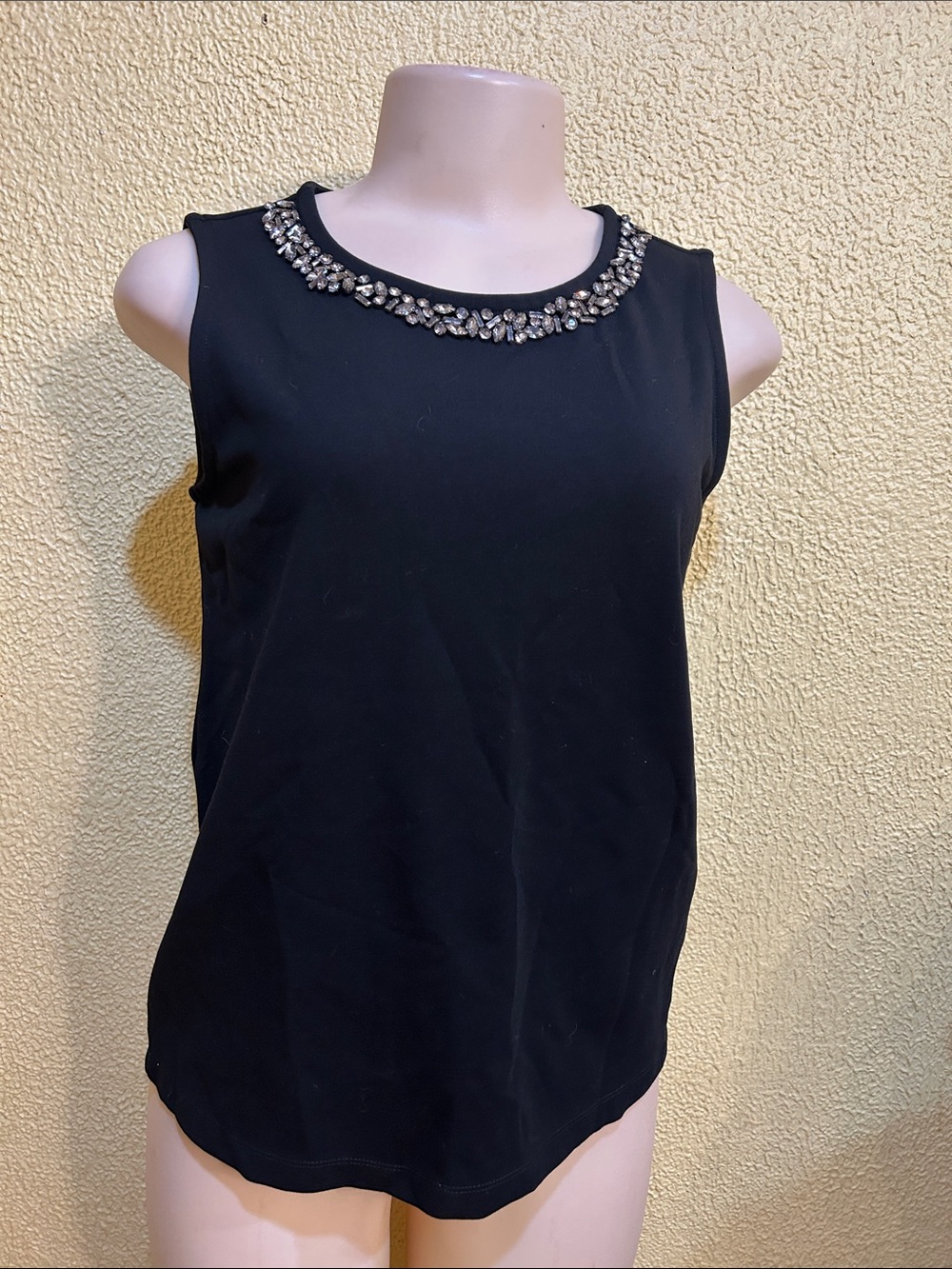 Chico's Black Sleeveless Camisole with Jeweled Neckline